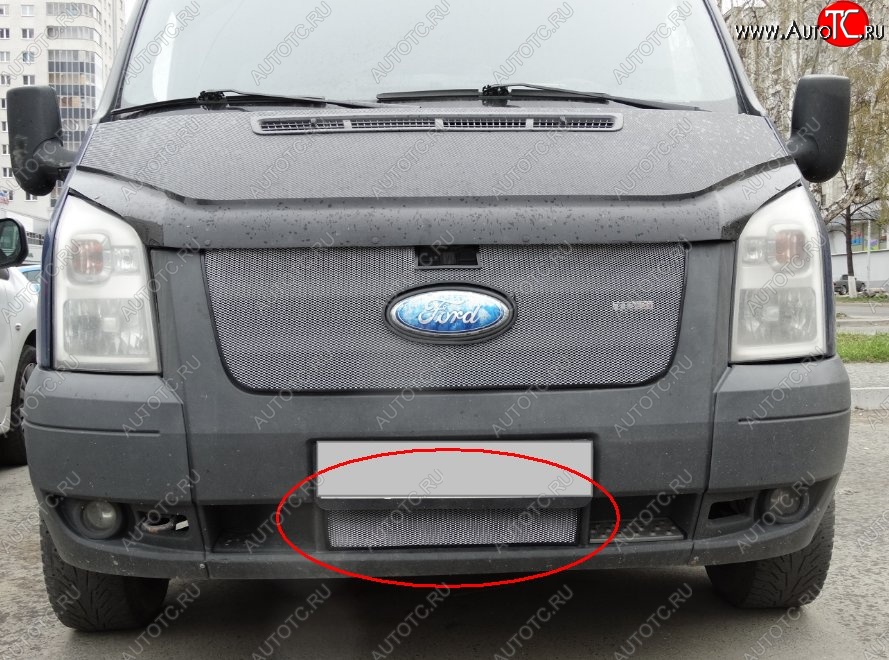 1 539 р. Нижняя защитная сетка на бампер (рестайлинг) Russtal (хром)  Ford Transit (2006-2014) цельнометаллический фургон  с доставкой в г. Тольятти