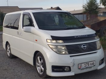 1 969 р. Дефлектор капота CA-Plastic  Nissan Elgrand  2 (2004-2010) рестайлинг (серия Classic черный, Без надписи)  с доставкой в г. Тольятти. Увеличить фотографию 2