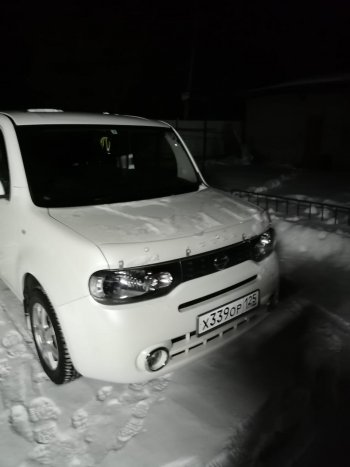 2 049 р. Дефлектор капота CA-Plastiс  Nissan Cube  3 (2008-2025) (Classic прозрачный, Без надписи)  с доставкой в г. Тольятти. Увеличить фотографию 2