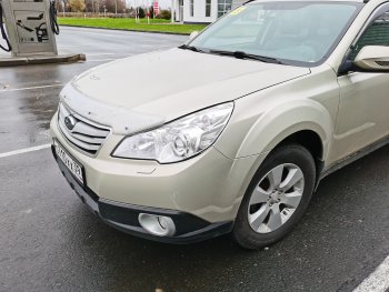 2 289 р. Дефлектор капота CA-Plastiс  Subaru Outback ( BR/B14,  BR,) (2009-2015) дорестайлинг универсал, B14)  рестайлинг универсал (Шелкография серебро)  с доставкой в г. Тольятти. Увеличить фотографию 3