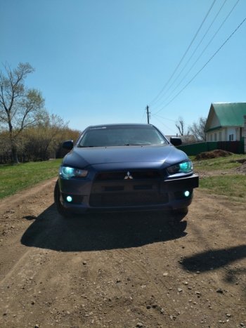 579 р. Реснички на фары Style Mitsubishi Lancer 10 CY хэтчбэк дорестайлинг (2007-2010) (Неокрашенные)  с доставкой в г. Тольятти. Увеличить фотографию 3