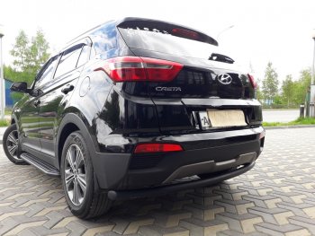 7 199 р. Защита заднего бампера из трубы d57 Slitkoff (радиусная) Hyundai Creta GS дорестайлинг (2015-2019) (Цвет: серебристый)  с доставкой в г. Тольятти. Увеличить фотографию 3