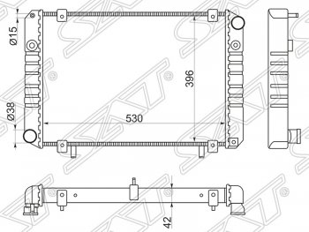 Радиатор двигателя SAT (2-хрядный, пластинчатый, МКПП, без кондиционера) ГАЗ Соболь 2752 дорестайлинг цельнометаллический фургон (1998-2002)