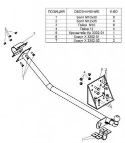 3 499 р. Фаркоп Лидер Плюс ГАЗ ГАЗель 3302 дорестайлинг шасси (1994-2002) (Без электропакета)  с доставкой в г. Тольятти. Увеличить фотографию 2