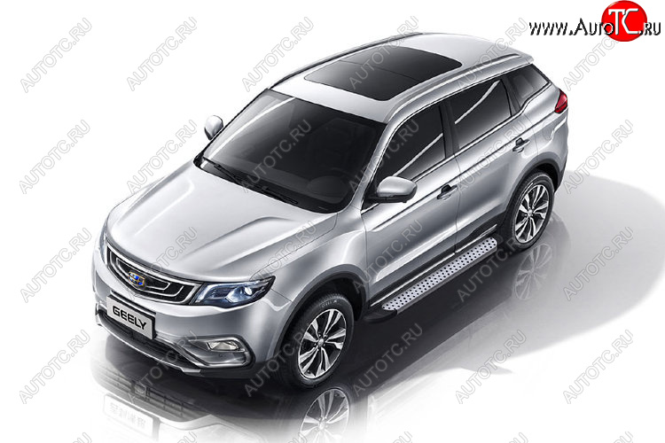 24 999 р. Пороги алюминиевые Slitkoff Geely Atlas NL3 (2016-2022) (Standart Silver)  с доставкой в г. Тольятти