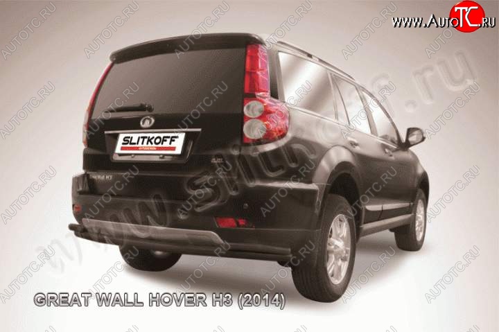 8 999 р. Защита заднего бампера Slitkoff (труба d57/d42) Great Wall Hover H3  рестайлинг (2014-2016) (Цвет: серебристый)  с доставкой в г. Тольятти