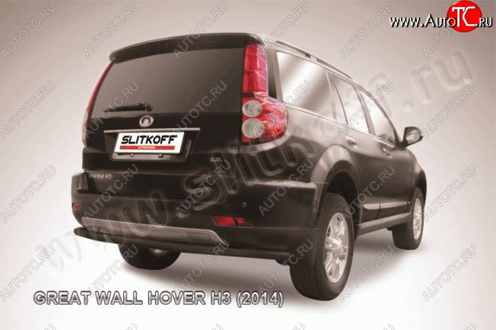 7 999 р. Защита заднего бампера Slitkoff (труба d57, длинная) Great Wall Hover H3  рестайлинг (2014-2016) (Цвет: серебристый)  с доставкой в г. Тольятти