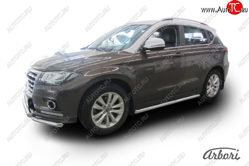 12 869 р. Защита штатных порогов Arbori (нержавейка, d57 mm). Haval H2 (2014-2021)  с доставкой в г. Тольятти