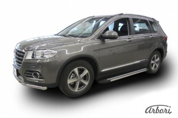 Порожки для ног Arbori Luxe Black Haval H6 дорестайлинг (2016-2019)