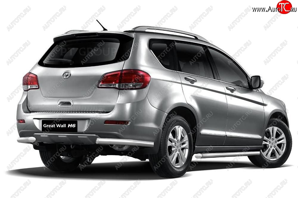 10 649 р. Защита заднего бампера Petroil Tuning (уголки, d63) Great Wall Hover H6 (2012-2016) (Нержавейка)  с доставкой в г. Тольятти