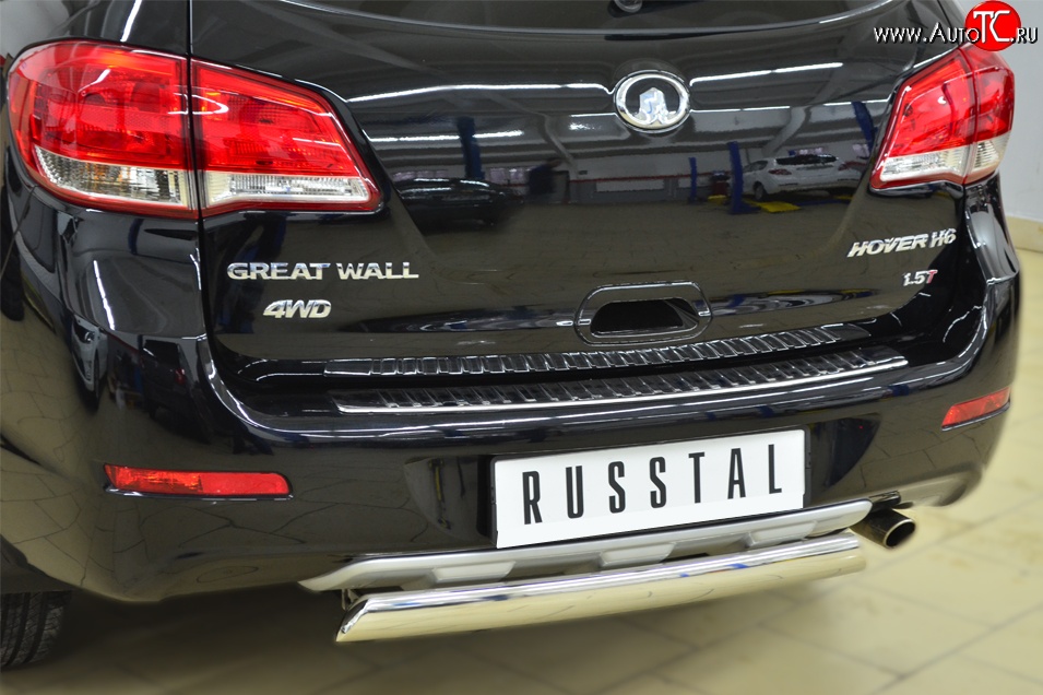 9 999 р. Защита заднего бампера (Ø75x42 мм, нержавейка) Russtal  Great Wall Hover H6 (2012-2016)  с доставкой в г. Тольятти