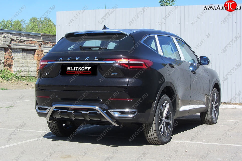 15 549 р. Защита заднего бампера (Ø42 мм, нержавейка) Slitkoff Haval F7x дорестайлинг (2019-2022)  с доставкой в г. Тольятти