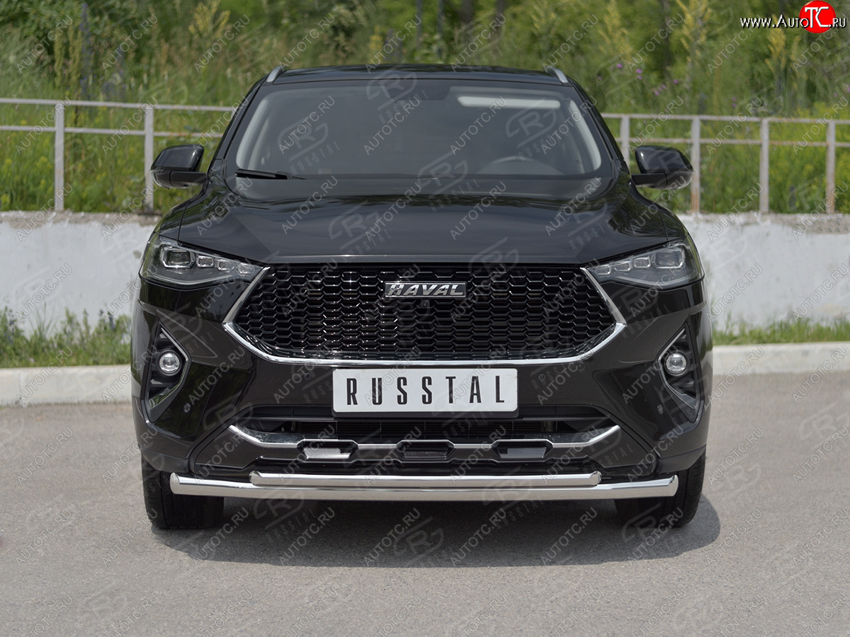 14 999 р. Защита переднего бампера (Ø63 мм секции, нержавейка, 1.5 4WD) SLITKOFF Haval F7x дорестайлинг (2019-2022)  с доставкой в г. Тольятти