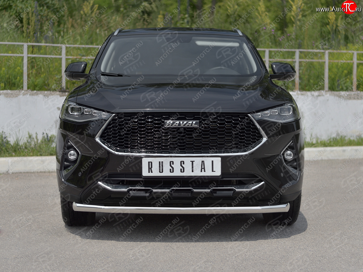 13 399 р. Защита переднего бампера (Ø63 мм секции, нержавейка, 1,5 4WD) SLITKOFF Haval F7x дорестайлинг (2019-2022)  с доставкой в г. Тольятти