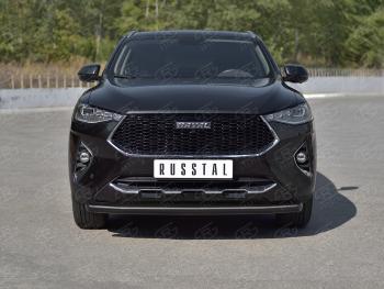 9 999 р. Защита переднего бампера (1.5 4WD Ø57 мм) SLITKOFF Haval F7x дорестайлинг (2019-2022) (нержавейка с полимерным покрытием, черный)  с доставкой в г. Тольятти. Увеличить фотографию 4