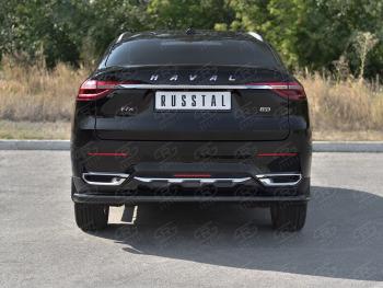 9 399 р. Защита заднего бампера (1.5 4WD Ø57 мм) SLITKOFF Haval F7x дорестайлинг (2019-2022) (нержавейка с полимерным покрытием, черный)  с доставкой в г. Тольятти. Увеличить фотографию 2