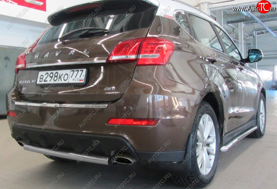 5 999 р. Защита заднего бампера Slitkoff (Ø 57, короткая) Haval H2 (2014-2021) (Сталь с полимерным покрытием. Цвет: серебристый)  с доставкой в г. Тольятти