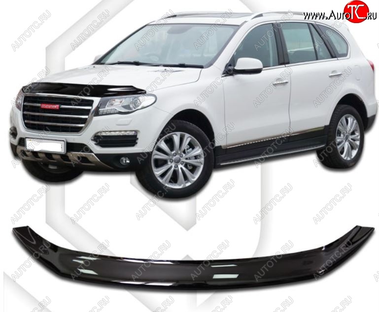 2 199 р. Дефлектор капота CA-Plastiс  Haval H8 (2015-2017) (Classic черный, Без надписи)  с доставкой в г. Тольятти