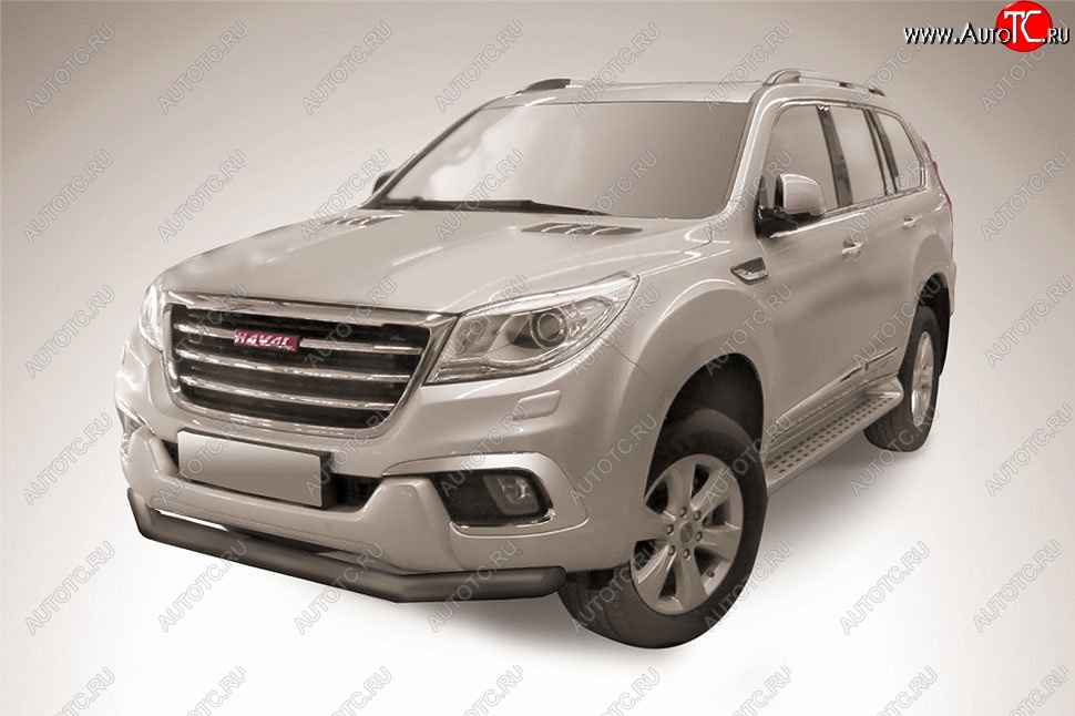 9 999 р. Защита переднего бампера Slitkoff (d76 мм) Haval H9 1-ый рестайлинг (2017-2019) (Сталь с полимерным покрытием. Цвет: чёрный)  с доставкой в г. Тольятти