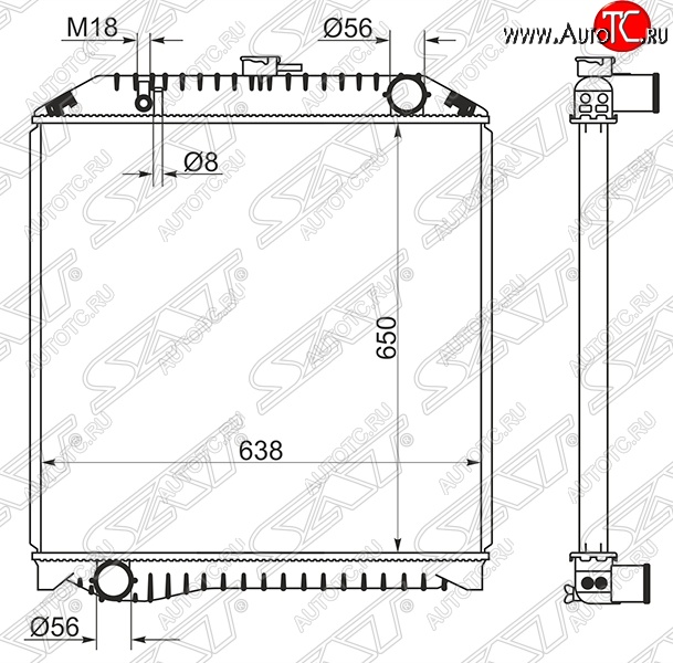 17 399 р. Радиатор двигателя SAT (пластинчатый, МКПП) Hino 500  дорестайлинг (2007-2015)  с доставкой в г. Тольятти