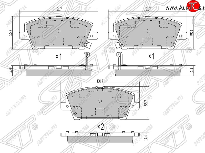 1 289 р. Колодки тормозные передние SAT Honda Civic FK,FN хэтчбэк 5 дв. дорестайлинг (2005-2008)  с доставкой в г. Тольятти