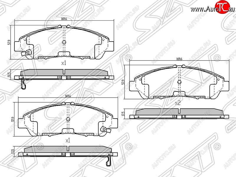 1 379 р. Колодки тормозные SAT (передние) Honda Accord 8 CU седан дорестайлинг (2008-2011)  с доставкой в г. Тольятти