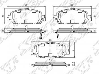 Колодки тормозные SAT (передние) Honda Accord 8 CU седан дорестайлинг (2008-2011)