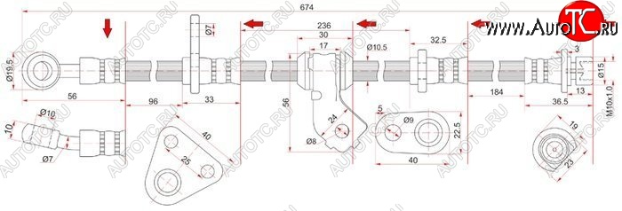 1 799 р. Тормозной шланг передний SAT (правый) Honda Integra DB6,DB7,DB8,DB9 седан дорестайлинг (1993-1995)  с доставкой в г. Тольятти