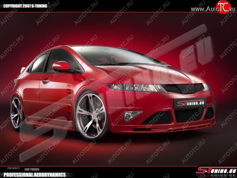 4 499 р. Пороги накладки S-tuning Honda Civic FK,FN хэтчбэк 5 дв. дорестайлинг (2005-2008)  с доставкой в г. Тольятти