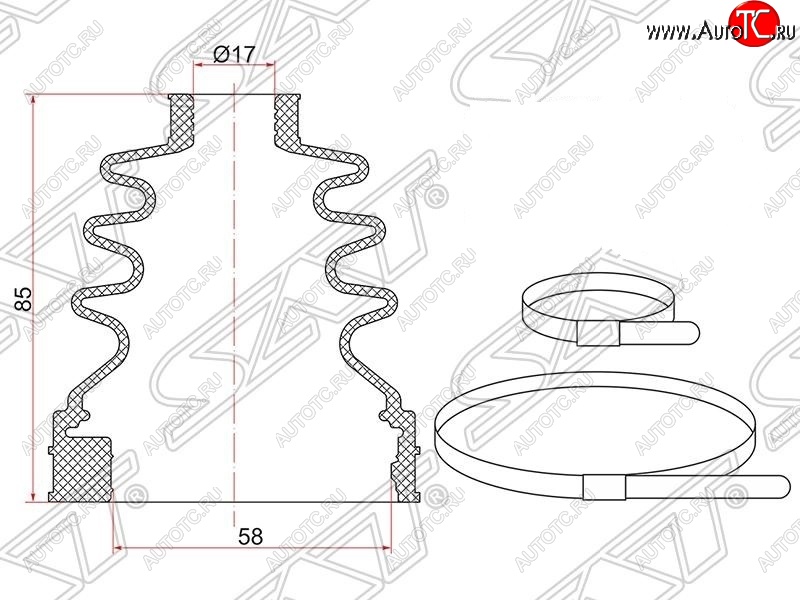 539 р. Пыльник ШРУСа SAT (внутренний/задний/правый) Honda CR-V RE1,RE2,RE3,RE4,RE5,RE7 дорестайлинг (2007-2010)  с доставкой в г. Тольятти