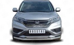 Двойная защита переднего бампера из труб диаметром 63 и 42 мм SLITKOFF Honda CR-V RM1,RM3,RM4 дорестайлинг (2012-2015)