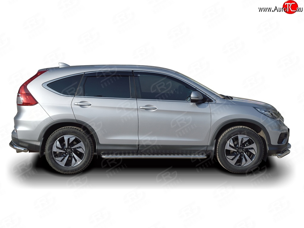 20 749 р. Широкая защита порогов Russtal Honda CR-V RM1,RM3,RM4 дорестайлинг (2012-2015) (Защита порогов с со скосами на торцах (вариант 1))  с доставкой в г. Тольятти