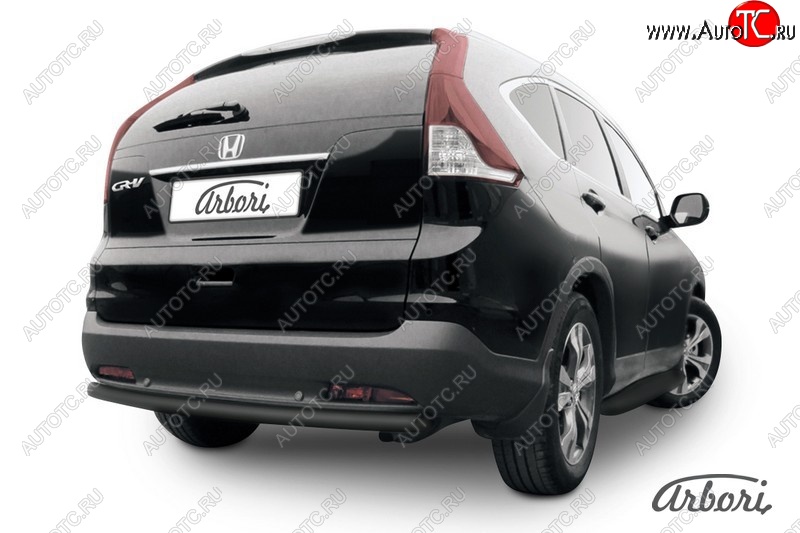 7 019 р. Защита заднего бампера Arbori (черная, 1 труба d57 mm). Honda CR-V RM1,RM3,RM4 дорестайлинг (2012-2015)  с доставкой в г. Тольятти