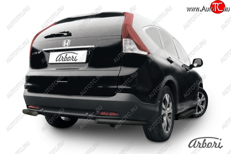 5 399 р. Защита заднего бампера Arbori (уголки, черная, 1 труба d57 mm). Honda CR-V RM1,RM3,RM4 дорестайлинг (2012-2015)  с доставкой в г. Тольятти