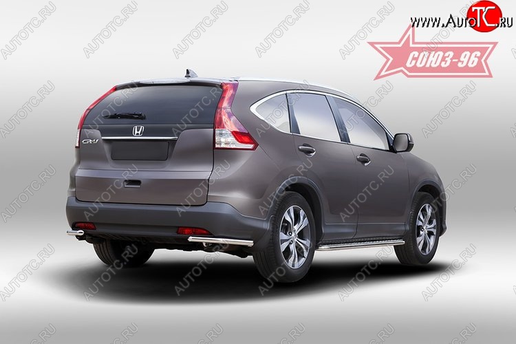 8 189 р. Защита заднего бампера из боковых уголков Souz-96 (d42) Honda CR-V RM1,RM3,RM4 дорестайлинг (2012-2015)  с доставкой в г. Тольятти