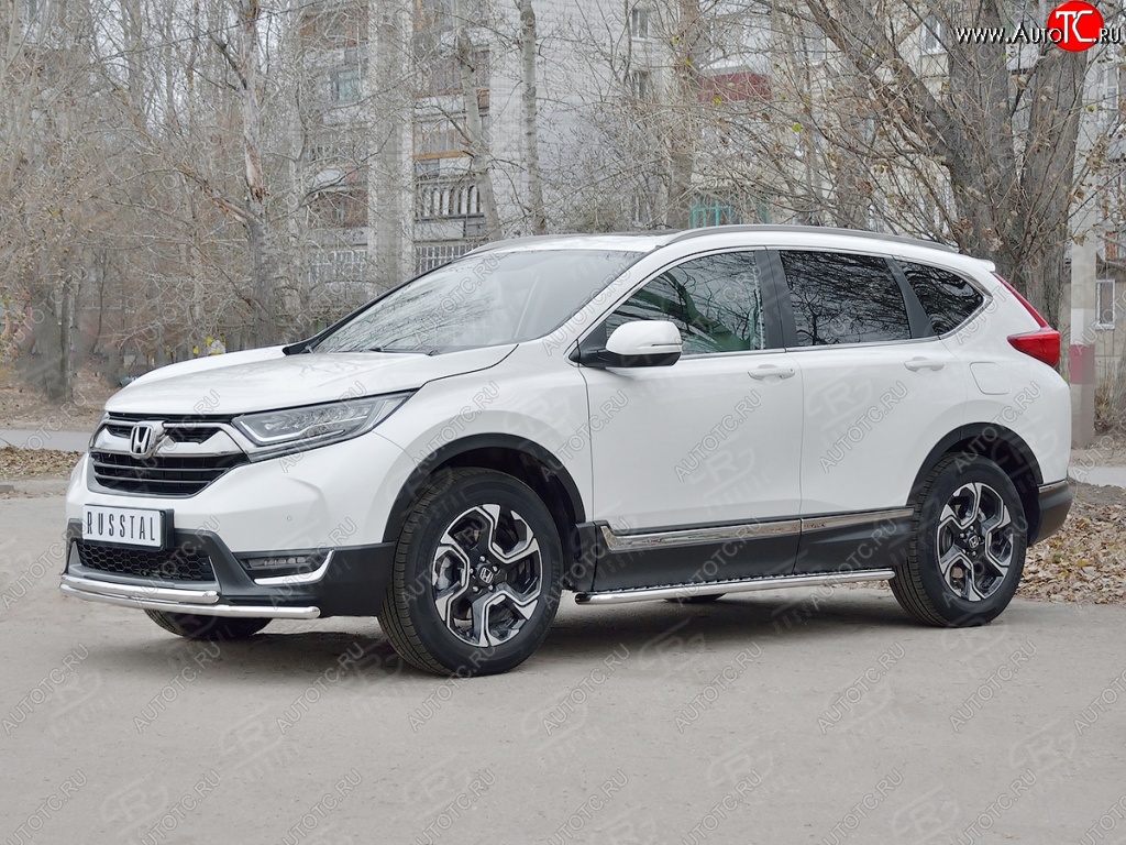 17 449 р. Защита переднего бампера (2 трубыØ42 мм, нержавейка) SLITKOFF Honda CR-V RW,RT дорестайлинг (2016-2020)  с доставкой в г. Тольятти