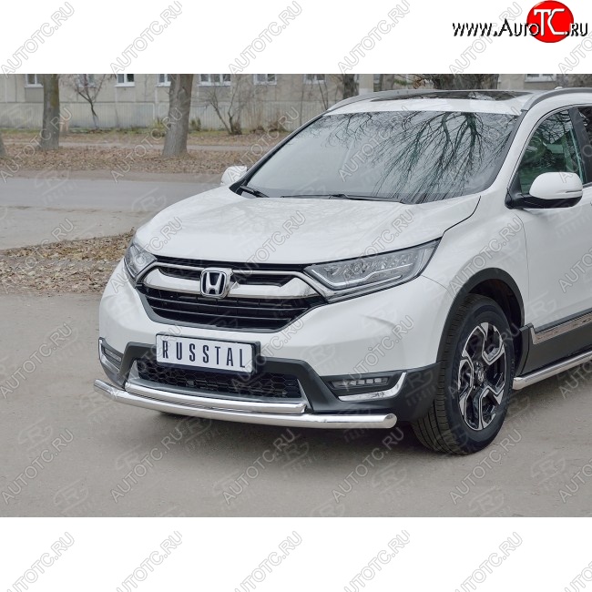 20 399 р. Защита переднего бампера (2 трубыØ63 и 42 мм, нержавейка) SLITKOFF Honda CR-V RW,RT дорестайлинг (2016-2020)  с доставкой в г. Тольятти