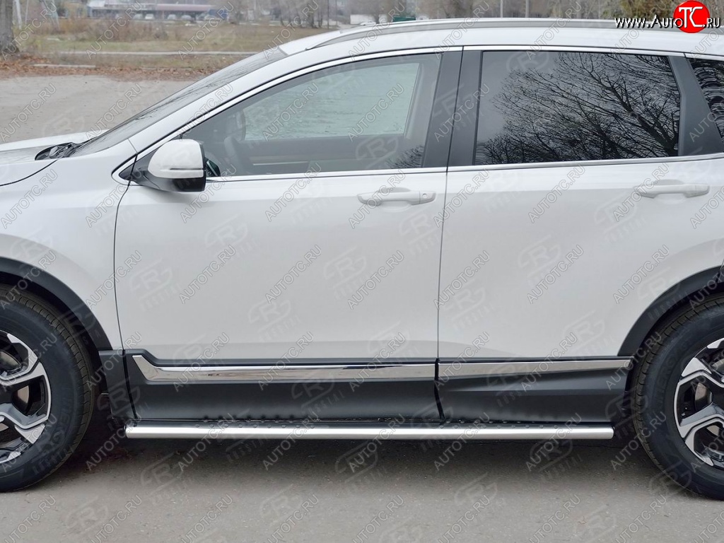 30 649 р. Защита порогов Russtal из овальной трубы d120х60 с проступью Russtal Honda CR-V RW,RT дорестайлинг (2016-2020)  с доставкой в г. Тольятти