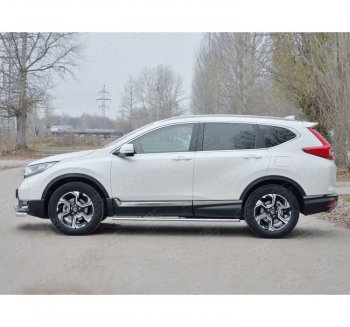 21 749 р. Защита порогов Russtal из овальной трубы d75х42 с проступью Russtal Honda CR-V RW,RT дорестайлинг (2016-2020)  с доставкой в г. Тольятти. Увеличить фотографию 2