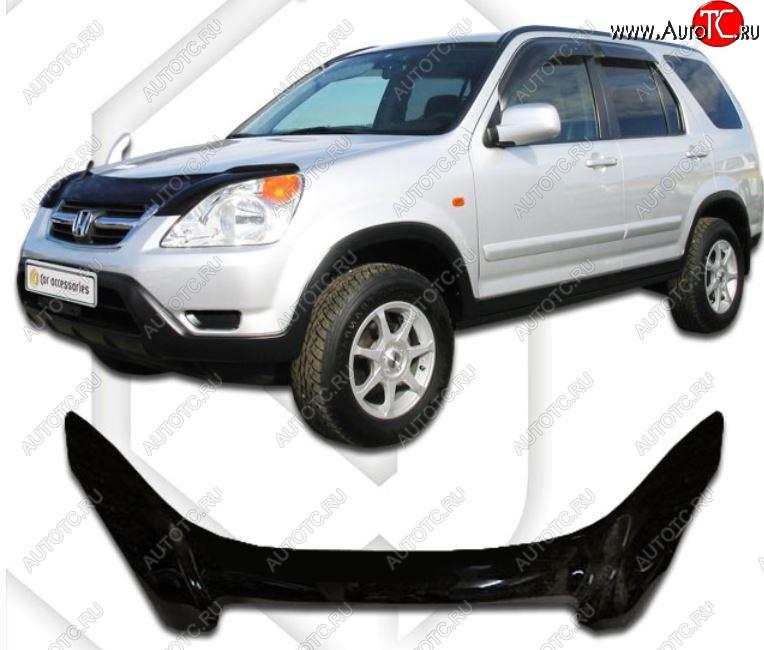 2 699 р. Дефлектор капота CA-Plastiс exclusive Honda CR-V RD4,RD5,RD6,RD7,RD9  рестайлинг (2004-2006) (Classic черный, Без надписи)  с доставкой в г. Тольятти