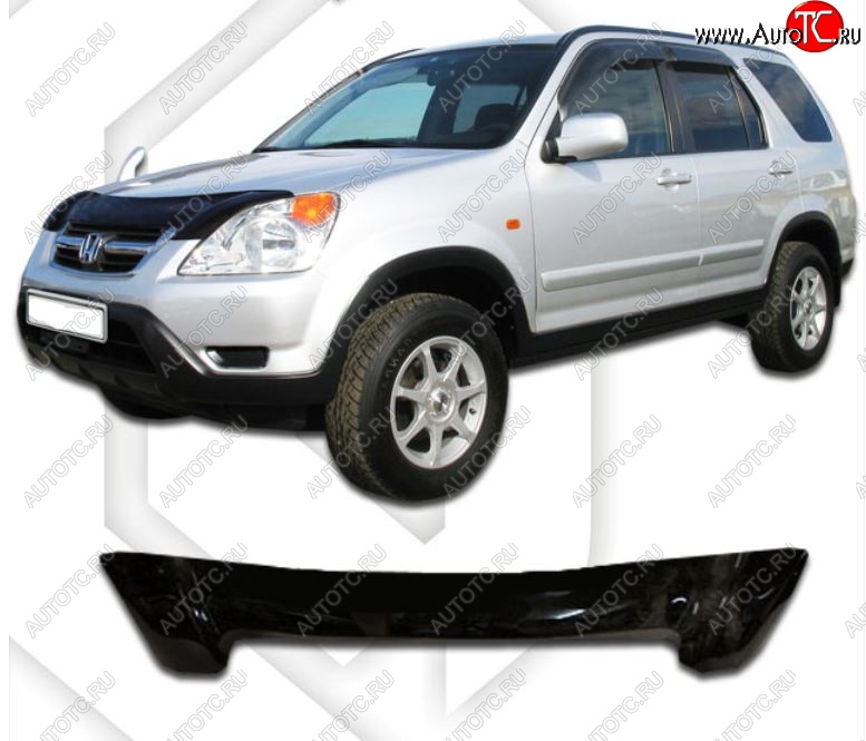 2 099 р. Дефлектор капота CA-Plastic  Honda CR-V  RD4,RD5,RD6,RD7,RD9  (2001-2006) дорестайлинг, рестайлинг (Classic черный, Без надписи)  с доставкой в г. Тольятти