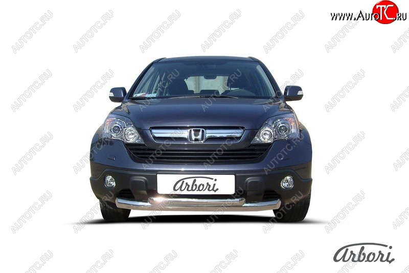 8 369 р. Защита переднего бампера Arbori (2 трубы d76 и 57 mm) Honda CR-V RE1,RE2,RE3,RE4,RE5,RE7 рестайлинг (2009-2012) (черная)  с доставкой в г. Тольятти