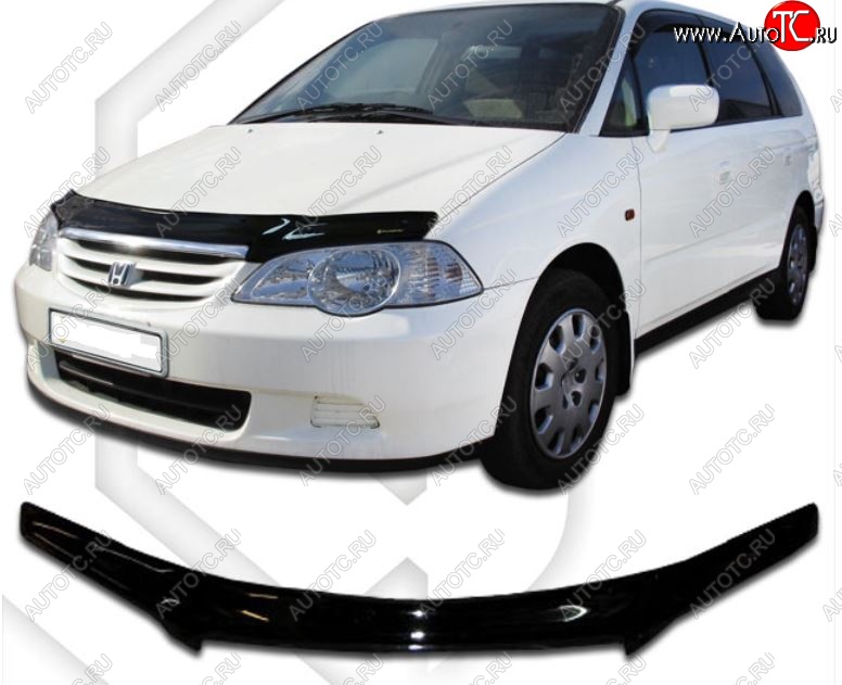 2 199 р. Дефлектор капота (RA6-RA7) CA-Plastic  Honda Odyssey  2 (1999-2003) (Classic черный, Без надписи)  с доставкой в г. Тольятти