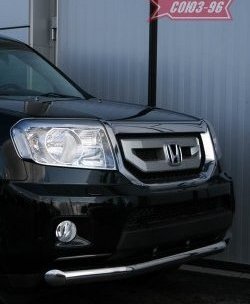 Защита переднего бампера одинарная Souz-96 (d76). Honda Pilot YF4 дорестайлинг (2008-2011)