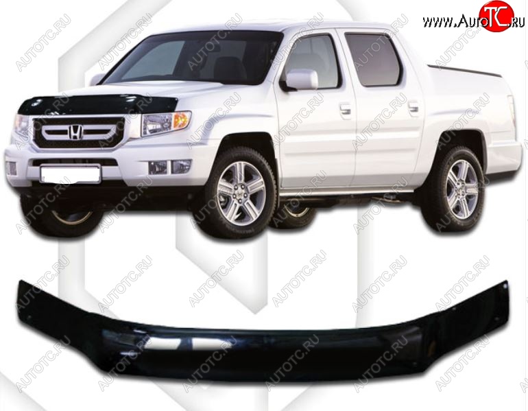 2 099 р. Дефлектор капота CA-Plastic  Honda Ridgeline  YK1 (2005-2008) дорестайлинг (Classic черный, Без надписи)  с доставкой в г. Тольятти