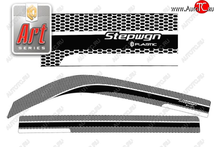2 369 р. Дефлектора окон  StepWagon (2003-2005) RF3-RF8 CA-Plastiс  Honda StepWagon  RF3,RF4 (2003-2005) минивэн рестайлинг (Серия Art черная, Без хром.молдинга)  с доставкой в г. Тольятти