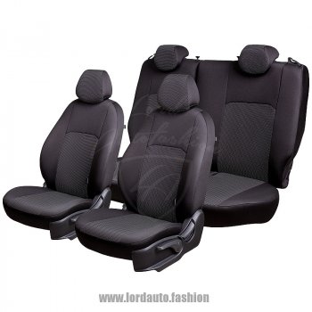 4 249 р. Чехлы для сидений Lord Autofashion Дублин (жаккард) Hyundai Accent седан ТагАЗ (2001-2012) (Черный, вставка Ёж Белый)  с доставкой в г. Тольятти. Увеличить фотографию 2