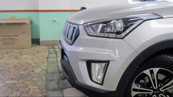 8 099 р. Решётка радиатора Next Hyundai Creta GS рестайлинг (2019-2021) (цвет: Чёрный матовый с серебристым выделением ноздрей)  с доставкой в г. Тольятти. Увеличить фотографию 2