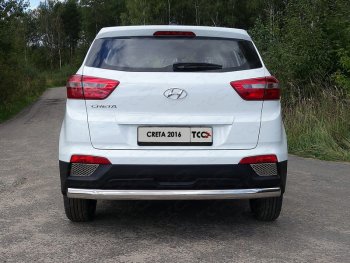 Защита заднего бампера (овальная) ТСС (нержавейка d75х42 мм) Hyundai (Хюндаи) Creta (Крета)  GS (2015-2021) GS дорестайлинг, рестайлинг