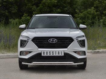 14 999 р. Защита переднего бампера (2 трубы Ø42 мм, нержавейка) SLITKOFF  Hyundai Creta  SU (2020-2022)  с доставкой в г. Тольятти. Увеличить фотографию 1